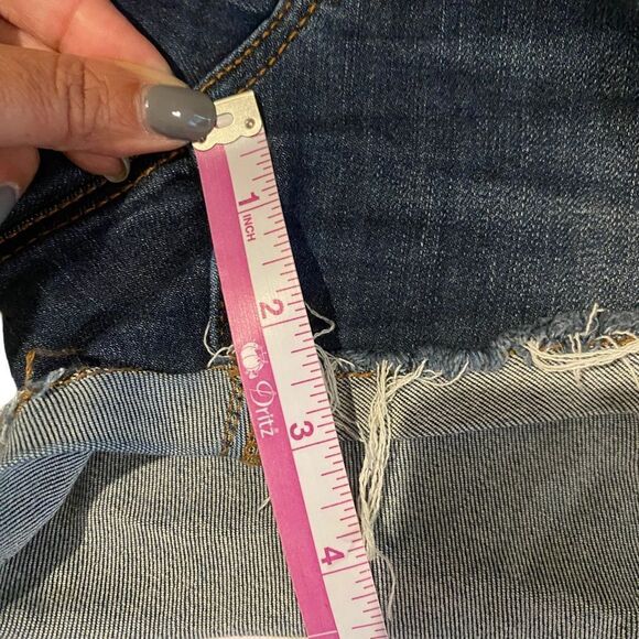 American Eagle Hi Rise Shortie Denim Distressed Shorts Sz 6 - Picture 6 of 10